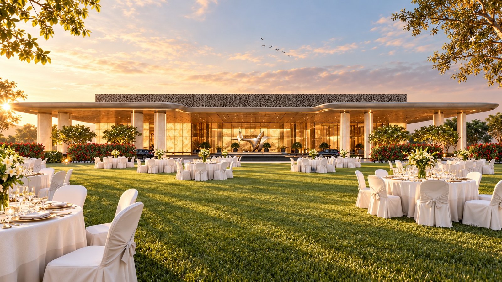 The Ivory Lawn at golden hour