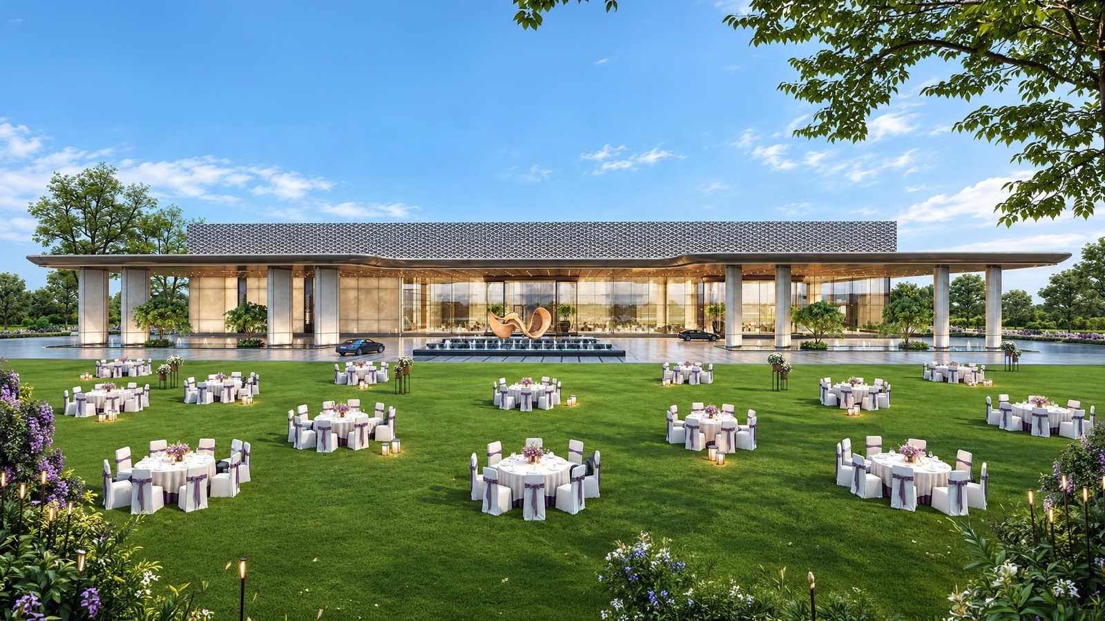 The Jade Garden set for dinner in daylight