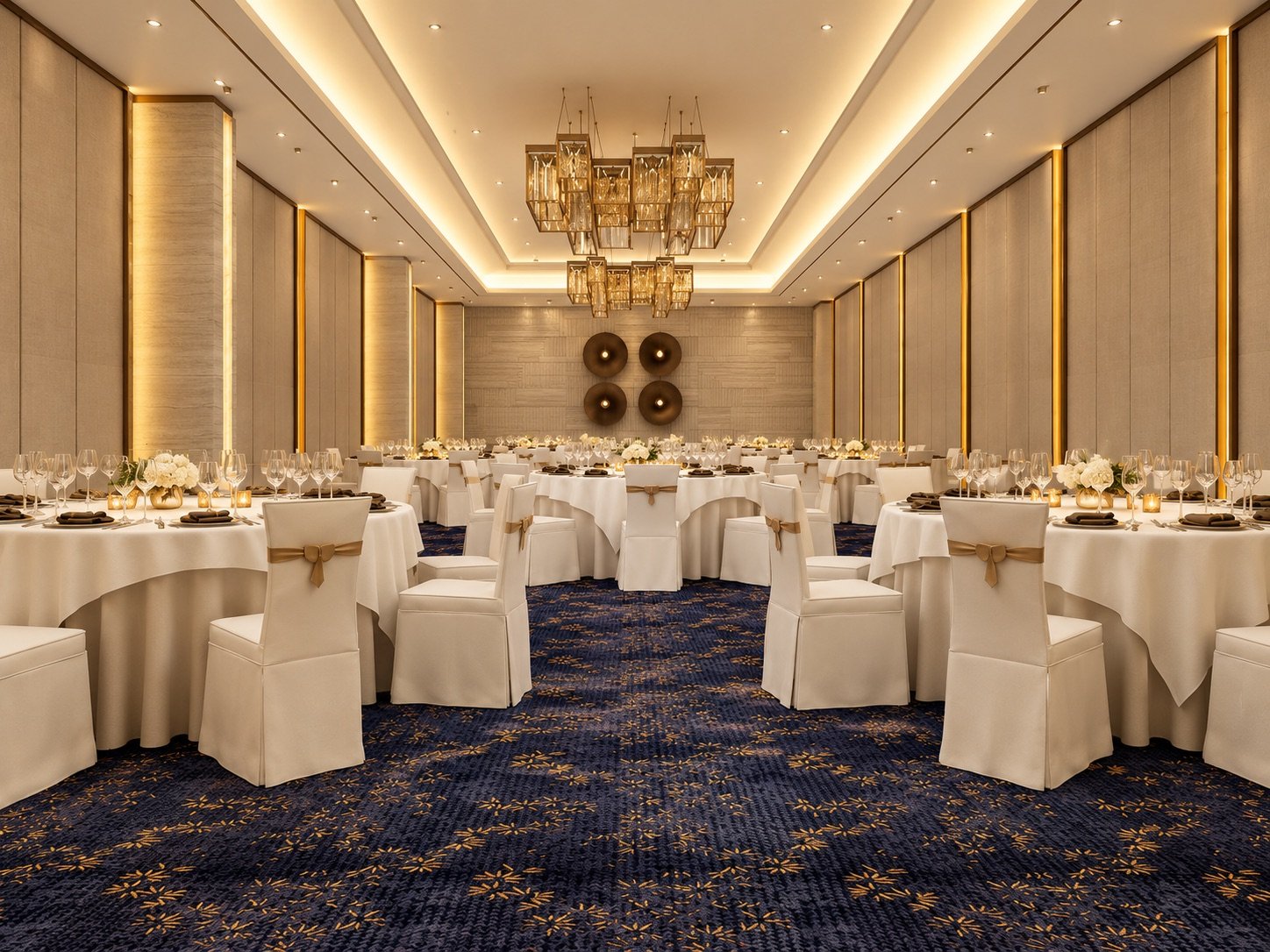 The VIP Banquet Hall, set for a hosted dinner
